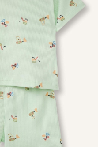 Defacto Desenli Fitilli Kaşkorse 2li Pijama Takımı Erkek Bebek H4030a526hsgn1094 Yeşil-gn1094