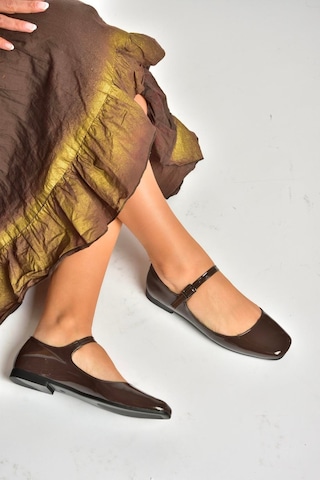 Fox Shoes S726252508 Kadın Babet - Kahverengi Rugan