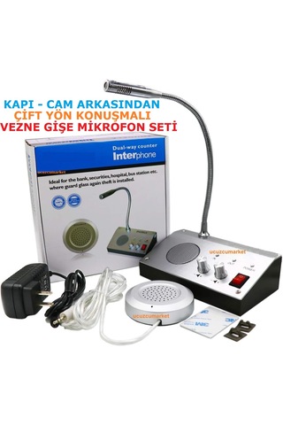 Cam - Kapı Arkasından Çift Yön Konuşmalı Vezne Gişe Mikrofon Seti