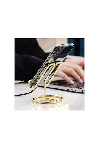 Gold Metal Masaüstü Telefon Tutucu Siyah Siyah