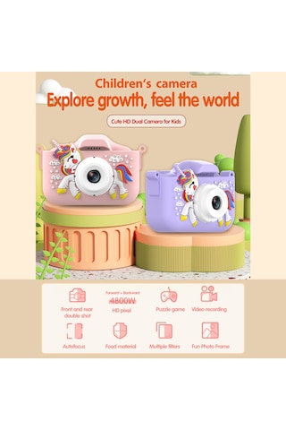 1080p Sevimli Dijital Kamera Çocuk Kamerası 48mp Hd Çocuk Kamerası Çocuk Selfie Kamerası Erkek Ve Kızlar İçin 2.0 İnç Ip