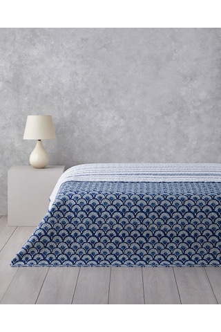 English Home Aquatic Flowers King Size Çok Amaçlı Örtü 240x220 Cm Lacivert Lacivert