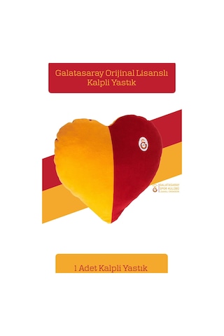 Galatasaray Lisanslı Uzun Kol Bebek Body Zıbın & Sarı Kırmızı Kalpli Yastık Set Kırmızı