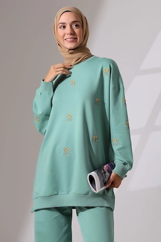 Mihran Butik Kadın Mint Yeşili Mevsimlik Penye Alt Üst Spor Ve Rahat Tesettür Takım Mint Yeşili