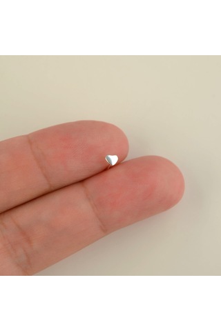 925 Ayar Gümüş Kalp Parlak Hızma Gri