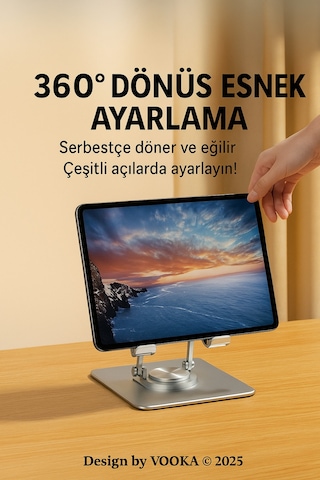 360 Dönebilen Katlanabilir Telefon Tablet Standı Hafif Taşınabilir Çok Fonksiyonlu Masa Standı