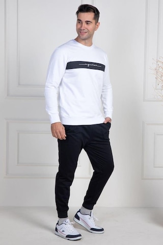 Mecit Pijama Mecit 2976 Beyaz İki İp Örme Spor Model Erkek Pijama Takımı Beyaz