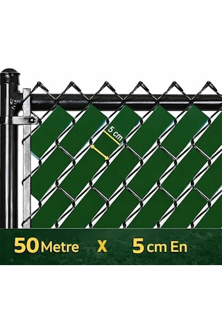 Tel Koruma Kapatma Gizlilik Pvc Çit Şeridi 50 Metre 5cm Yeşil