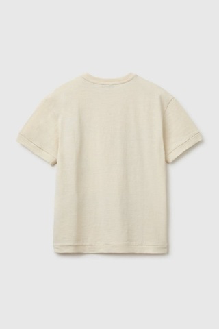 United Colors Of Benetton Erkek Çocuk Ekru Önü Baskı Detaylı Bisiklet Yaka T-shirt 6-14 Yaş -2849