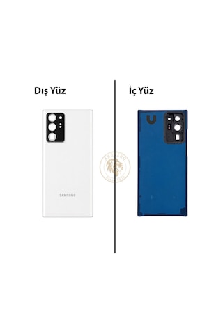 Samsung Galaxy Note 20 Ultra Beyaz Renk Lensli Arka Kapak Arka Cam Batarya Kapağı Pil Kapağı Lazer Kesim Back Cover Galaxy Note 20 Ultra Uyumlu