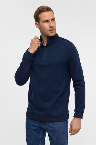 Süvari Lacivert Regular Düz Polo Yaka Sweatshirt Lacivert