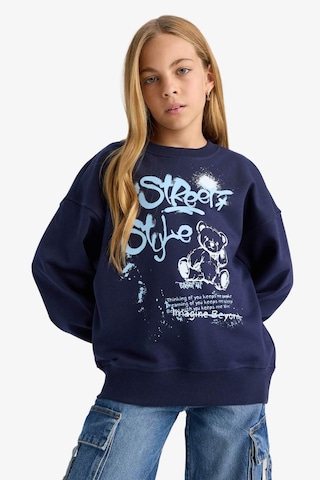 Defacto Kız Çocuk Oversize Geniş Kalıp Bisiklet Yaka Baskılı Sweatshirt E6755a825aunv241 Lacivert