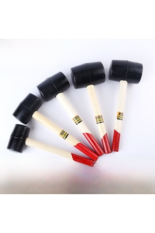 Besthome1 Ahşap Saplı, Yuvarlak Uçlu 1000g Lastik Çekiç - Şok Emici, Dayanıklı