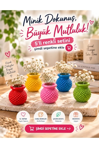 Nesli Evim 5 Adet Minik Su Umluk Vazolar Obje 0