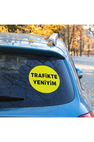 Trafikte Yeniyim Sticker Etiket - 15cm - Sarı Renk - Araç Camı İçerisinden Yapıştırılır Sarı