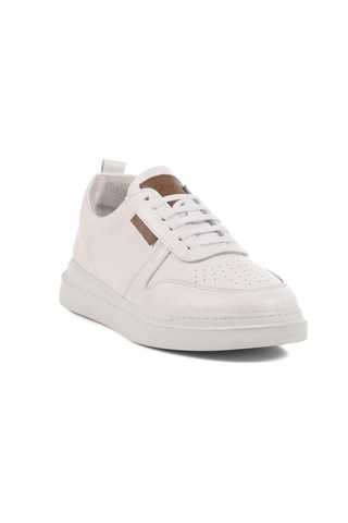 Beyaz Hakiki Deri Erkek Sneaker Premium 412 M Beyaz