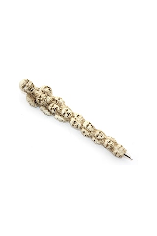 3 Adet Kurukafa Tükenmez Kalem Polyester Gövde 16 Cm, Ballpoint Pen, Skull Tasarımlı Yazı Kalemi -