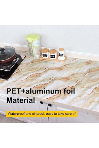 Novahub Yeşil 5m Mermer Desen Kendinden Yapışkanlı Duvar Kağıdı 215421210w 5m Parlak Boya Mobilya Yenileme Filmi