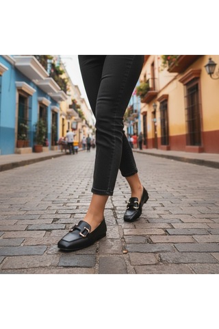Aska Shoes Shoes Günlük Tokalı Babet 2025aska001 Siyah