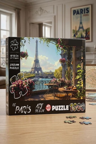 1000 Parçalı Fransa Le Paris Manzara Tasarımlı Puzzle 48x68cm Eğitici Çocuk Yapboz 1