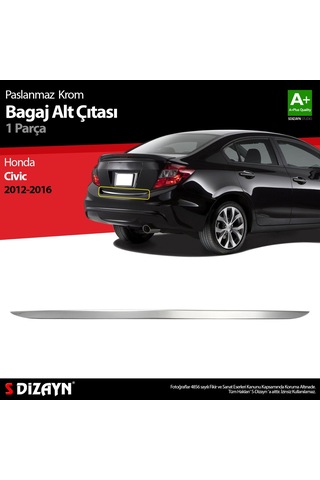 Honda Cıvıc Krom Alt Bagaj Çıtası 2012-2016 P. Çelik N11.6035
