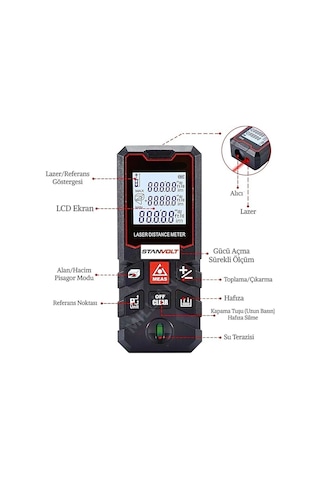 50 Metre Yüksek Hassasiyet Lazer Metre Ölçer Lcd Dijital Ekran Su Terazili Lazermetre