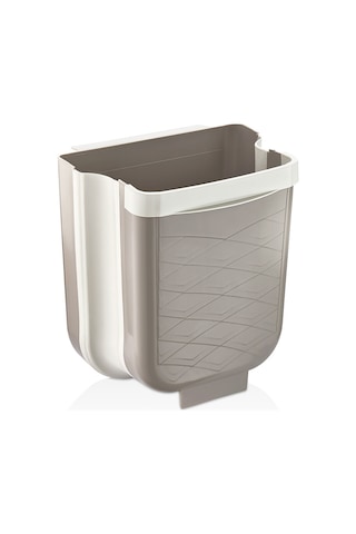 Qlux L-00869-3 Katlanabilir Mutfak Çöp Kovası 6 Lt - Bej Çok Renkli