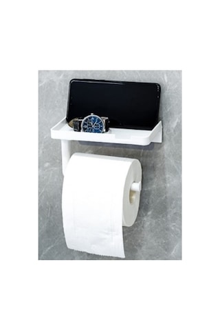 Tuvalet Kağıdı Askılığı - Raflı Ve Yapışkanlı - Matkapsız Banyo Aksesuarı Diğer