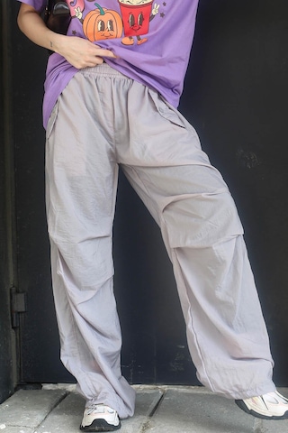 Madmext Boyalı Gri Paraşüt Jogger Kadın Pantolon Mg1726-boyalı Gri