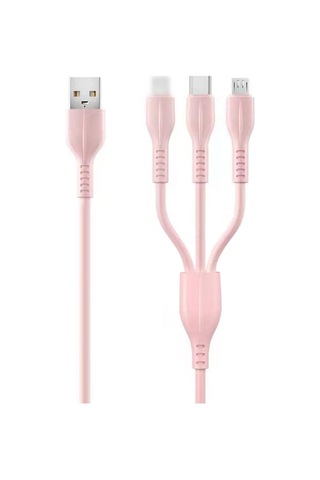 Type C/micro-b/ios Uyumlu 3 Ü 1 Arada Hızlı Şarj Kablosu - 2a Güç, Silikon Malzeme, 1m Uzunluk