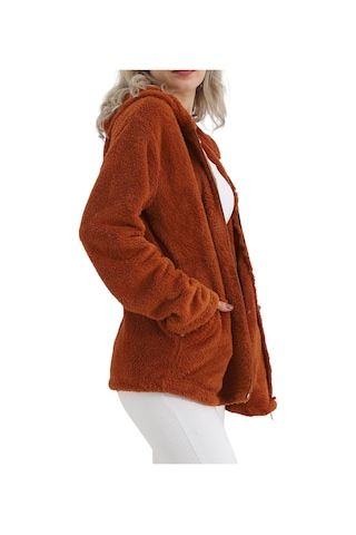 Büyük Beden Peluş Mont Tarçın Taba