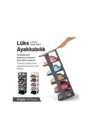 3 Adet Vesken 5 Katlı Ayakkabılık - Çok Amaçlı Raf - Tasarım Ayakkabılık 001