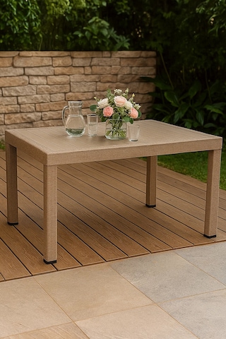 Masa Rattan 90x150 Camsız Bahçe&balkon&teras Masası - Cappucino