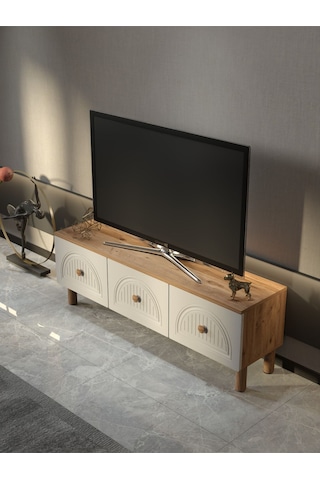Bohem Tarz 135cm 3 Kapaklı Mdf Kapak Tv Ünitesi Kahverengi