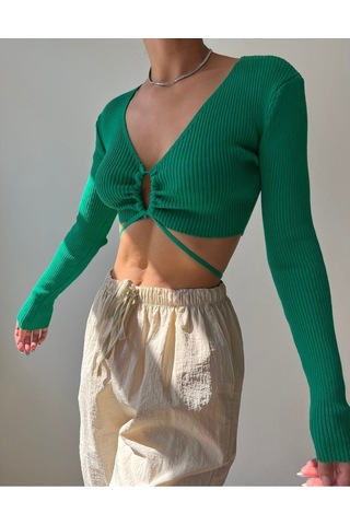 Mai Collection Mai Studios Co. Berta Yeşil Triko Crop Yeşil