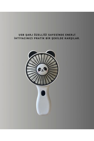 Dekoratif Panda Tasarımlı Küçük Boy Fan