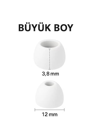 1 Çift 2 Adet Kulaklık Silikonu Uyumlu Büyük 12mm Beyaz Diğer