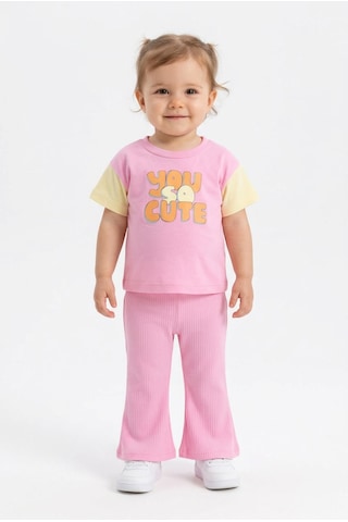 Harika Kids Kız Bebek Yazlık Bol Paça Alt-üst Takım Pembe