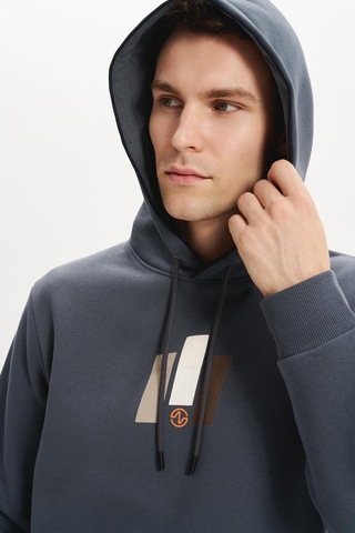 AR-MA Arma Erkek Kapüşonlu Sweatshirt Kanguru Cepli, 3 İplik Şardonlu, Regular Fit, %70 Pamuk %30 Polyester K30254628502 Gri