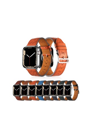 Watch 7 41mm Uyumlu Krd-76 Pu Deri Kordon Strap Kayış Mkst- Lacivert