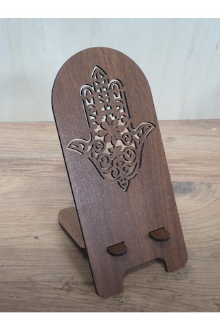 2 Adet Ahşap Fatıma'nın Eli Telefon Tutucu Masaüstü Telefon Stant
