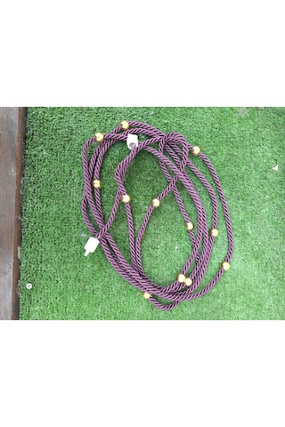 Mürdüm Kruvaze Perde Tavan Korniş Bağlama Halatı - Gold Detaylı - Perde Süsü - 3 Metre - 1 Adet