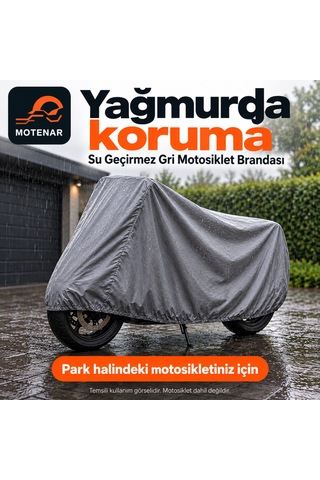 Motenar Motosiklet Brandası Kalın Su Geçirmez Gri