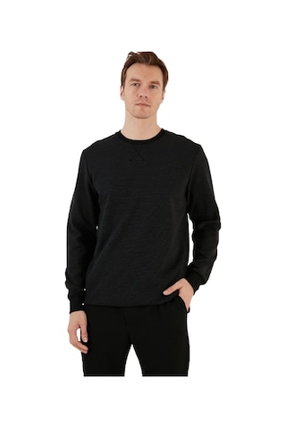 Buratti Çizgili Pamuklu Bisiklet Yaka Erkek Sweat 5905241 Siyah