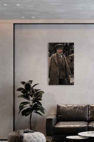 Atatürk Baskılı Doğal Taş Tablo - Duvar Dekoru 30x50cm