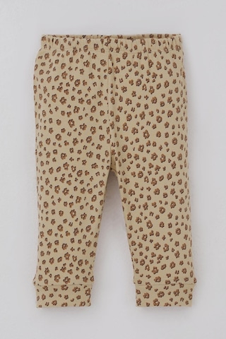 Breeze Kız Bebek Pijama Takımı Omuzdan Patlı Çiçek Desenli 4 Ay-1 Yaş, Bej