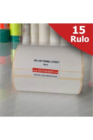 Termal Etiket 100X80 - 15 Rulo Termal Barkod Etiket. Termal Etiket 100X80 - 15 Rulo Termal Barkod Etiket.
