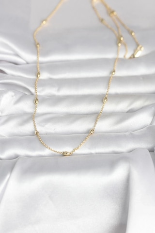 Ceylan Adam Cm 14k Gold Renk Damla Topçuk Model Zincirli 60 Cm Kadın Kolye Çok Renkli