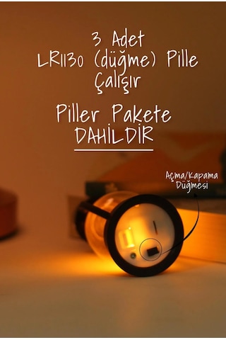 Led Mum Mini Kamp Tipi 3 Adet Pil Dahil Dumansız Alev Ledli Dekor Işığı Siyah Pt430 Siyah