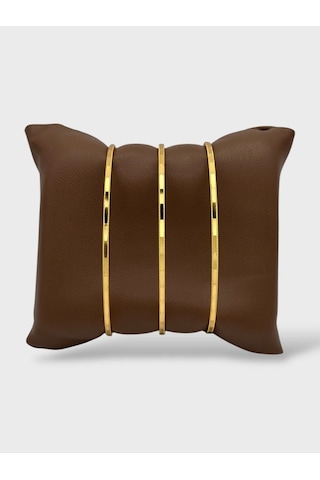 Arnes Jewelry Çelik 22 Ayar Altın Kaplama Desenli Ajda Bilezik - 3 Adet 20 Cm Ar627nes Gold